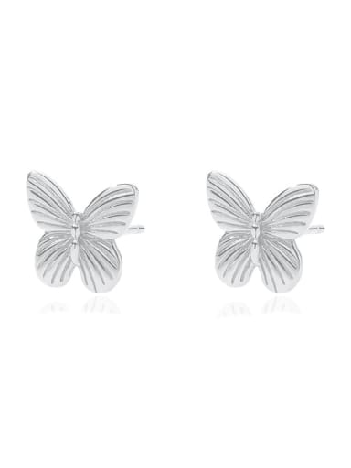 E2964 Platinum 925 Sterling Silver Butterfly Minimalist Stud Earring