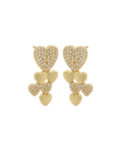 Brass Rhinestone Heart Dainty Stud Earring
