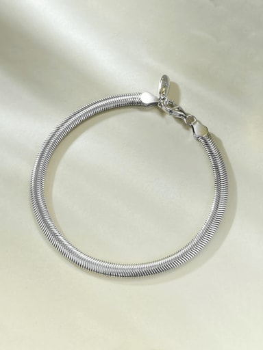 B114 Platinum Bracelet 925 Sterling Silver Snake Bone Chain Minimalist Link Bracelet