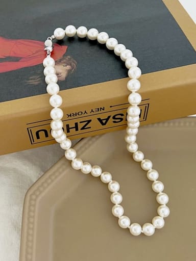 925 Sterling Silver Freshwater Pearl Geometric Dainty Beaded Necklace