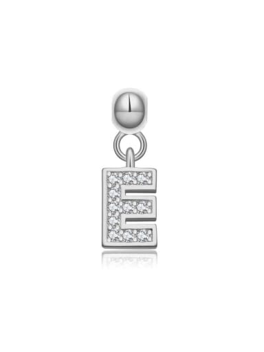 Platinum [E] 925 Sterling Silver Cubic Zirconia Minimalist Letter  Pendant