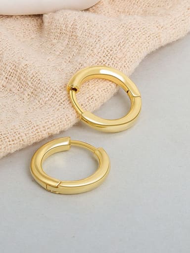 Gold 925 Sterling Silver Geometric Minimalist Huggie Earring