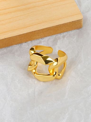 18k gold 925 Sterling Silver Geometric Hip Hop Band Ring