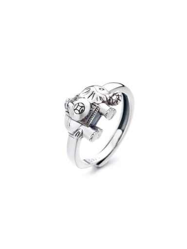 925 Sterling Silver Elephant Vintage Band Ring