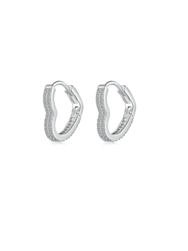 925 Sterling Silver Cubic Zirconia Heart Dainty Huggie Earring