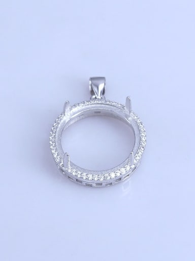 925 Sterling Silver Rhodium Plated Round Pendant Setting Stone size: 20*20mm