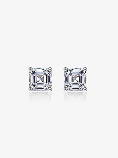 custom 925 Sterling Silver High Carbon Diamond Clear Geometric Earring