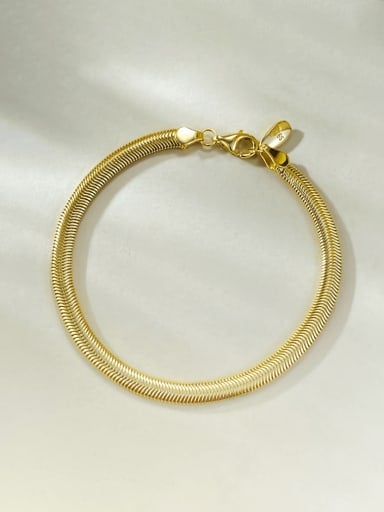 B114 Gold Bracelet 925 Sterling Silver Snake Bone Chain Minimalist Link Bracelet