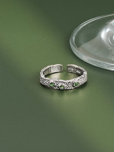 Platinum 925 Sterling Silver Cubic Zirconia Geometric Minimalist Band Ring