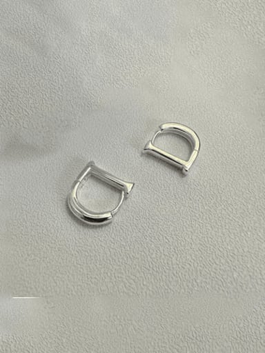 925 Sterling Silver Letter D Vintage Huggie Earring