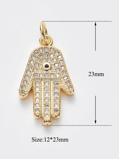 Copper Alloy Plated White Cubic Zirconia Hand Charm Height : 12 mm , Width: 23 mm