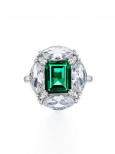 925 Sterling Silver High Carbon Diamond Geometric Luxury Multistone Ring