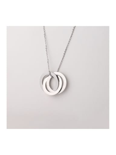 Stainless steel Round Three rings and three colors Minimalist Necklace