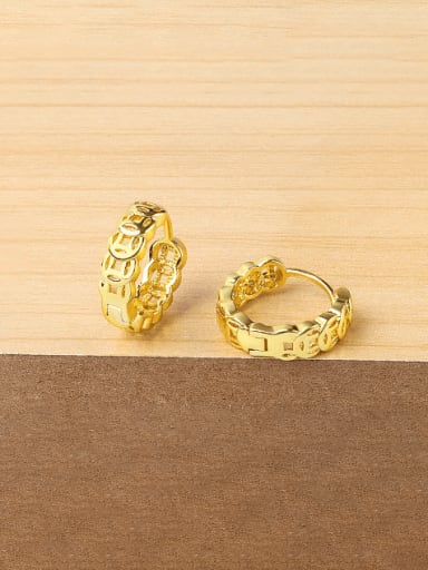 18k Gold 925 Sterling Silver Hollow Geometric Minimalist Huggie Earring