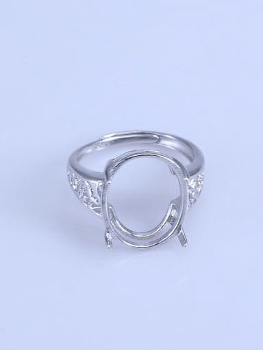 925 Sterling Silver 18K White Gold Plated Geometric Ring Setting Stone size:9*11 11*14 12*15 12*16 13*17MM