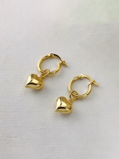 E2133 Gold 925 Sterling Silver Heart Minimalist Huggie Earring