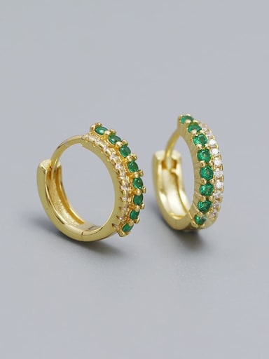 Golden color (green stone) 925 Sterling Silver Cubic Zirconia Geometric Minimalist Huggie Earring