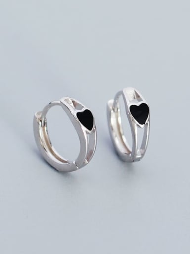 925 Sterling Silver Enamel Geometric Minimalist Huggie Earring