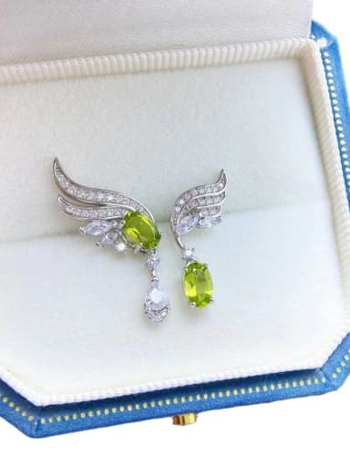 925 Sterling Silver Peridot Green Butterfly Earring