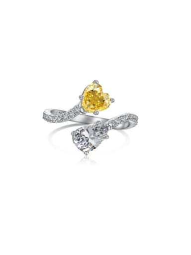 Platinum+yellow DY120929 S W HB 925 Sterling Silver Cubic Zirconia Heart Luxury Band Ring