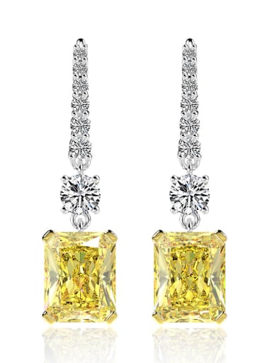 E 0213 yellow 925 Sterling Silver High Carbon Diamond Geometric Dainty Hook Earring