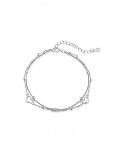 DY150033 925 Sterling Silver Heart Minimalist Strand Bracelet