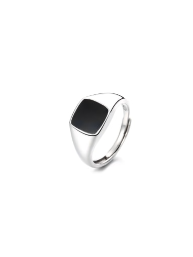 925 Sterling Silver Enamel Geometric Band Ring