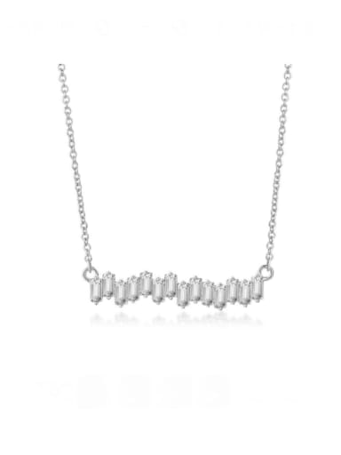 DY190379 Platinum white 925 Sterling Silver Cubic Zirconia Geometric Minimalist Necklace