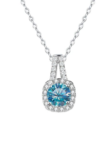 1 carat [Lake Blue Mosonite] 925 Sterling Silver Moissanite Geometric Dainty Necklace