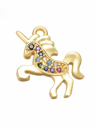 Vd469 Unicorn Brass Cubic Zirconia Micro Inlay Horse Pendant