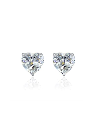 925 Sterling Silver High Carbon Diamond White Heart Dainty Stud Earring