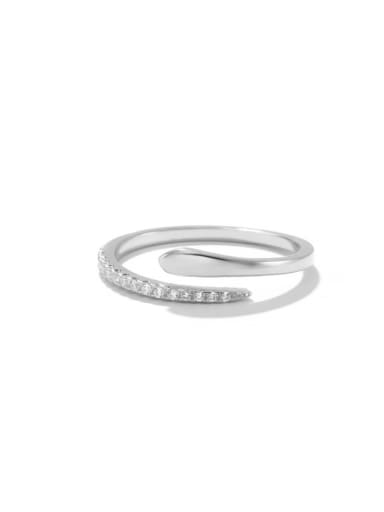 White gold+ white 925 Sterling Silver Cubic Zirconia Geometric Minimalist Stackable Ring