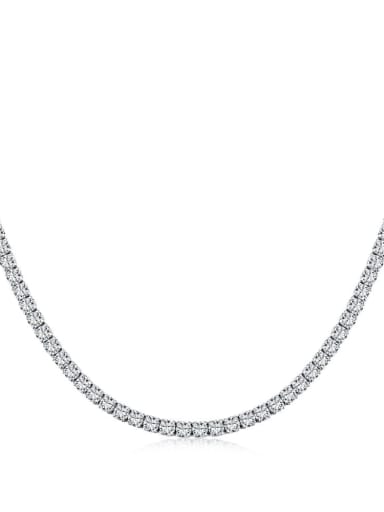 2MM Stone, Length : 38cm+ 5cm 925 Sterling Silver Cubic Zirconia tennis Necklace