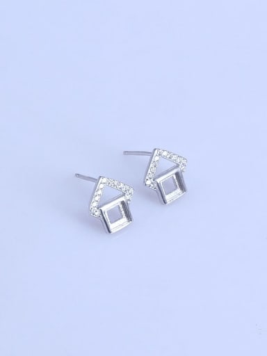 925 Sterling Silver 18K White Gold Plated Geometric Earring Setting Stone size: 4*4mm