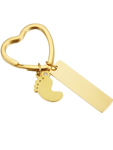 golden Stainless steel Heart Feet Minimalist Key Chain