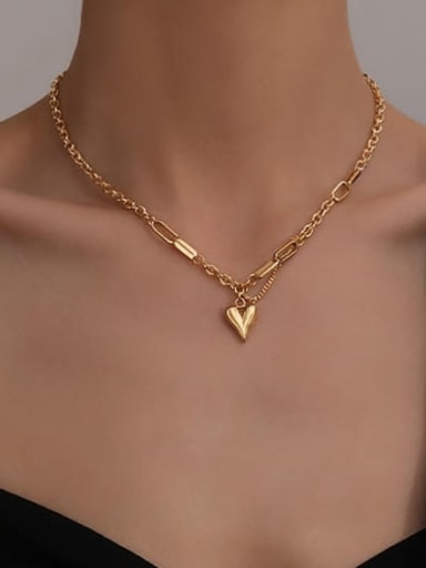 Titanium Steel Heart Vintage Asymmetrical Chain Necklace