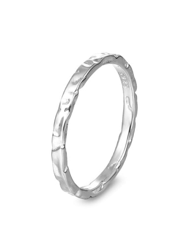 K1502 Platinum 925 Sterling Silver Geometric Minimalist Band Ring