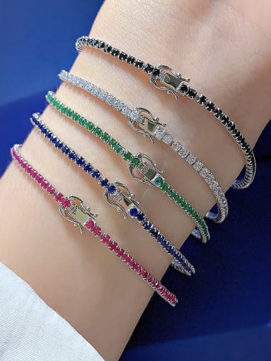 925 Sterling Silver Cubic Zirconia Geometric Dainty Bracelet