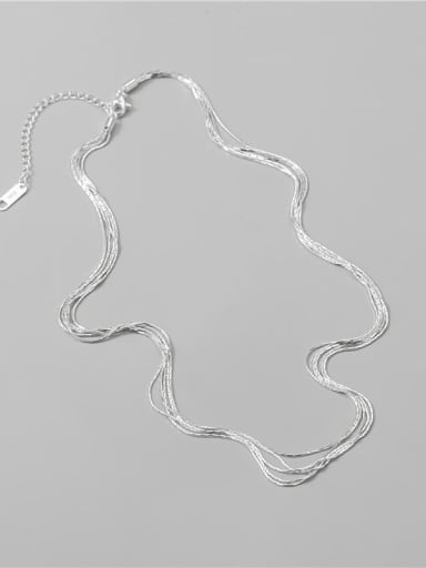 925 Sterling Silver Irregular Trend Multi Strand Necklace