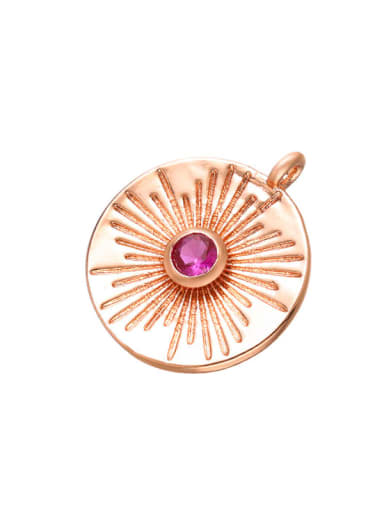 Rose Gold Copper micro-set 4-color rose red zircon round pendant
