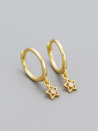 Golden color 925 Sterling Silver Cubic Zirconia Star Vintage Stud Earring