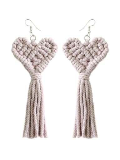 Multi Color Cotton thread Heart Tassel Bohemia Pure handmade Weave Earring