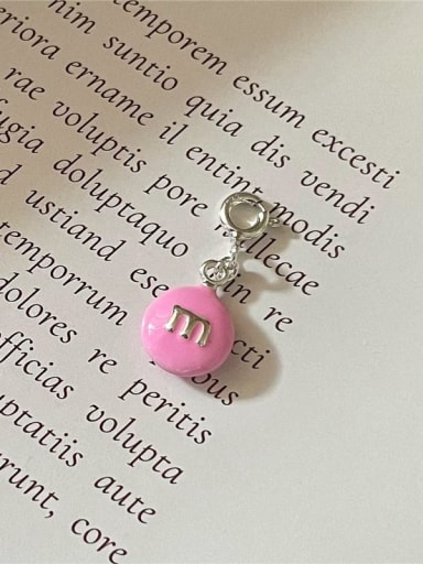 M bean (pink) 925 Sterling Silver Enamel Heart Cute Pendant