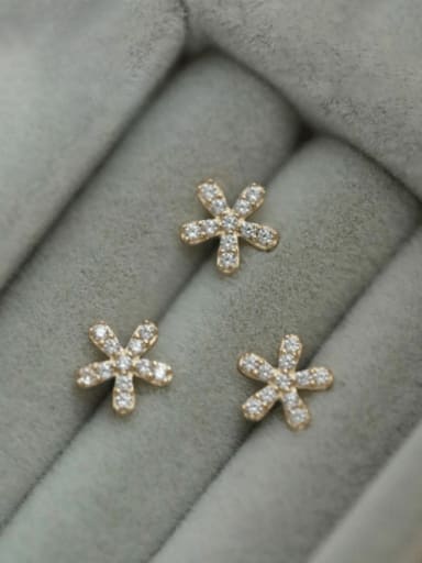 925 Sterling Silver Cubic Zirconia Flower Cute Stud Earring