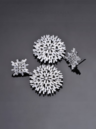 925 Sterling Silver Cubic Zirconia Flower Luxury Cluster Earring