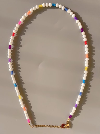 Rainbow Candy Color Natural Stone Handmade Beaded Necklace