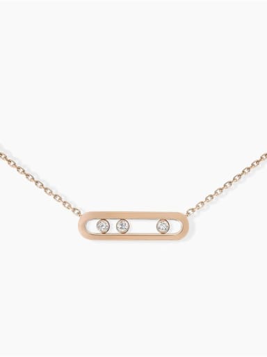 Flat Rose Gold Color 925 Sterling Silver Cubic Zirconia Necklace