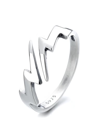 925 Sterling Silver Vintage Simple lightning shape Band Ring
