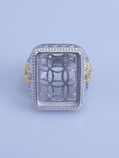 925 Sterling Silver 18K White Gold Plated Geometric Ring Setting Stone size: 14*19mm