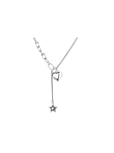 925 Sterling Silver Pentagram Vintage Tassel Necklace